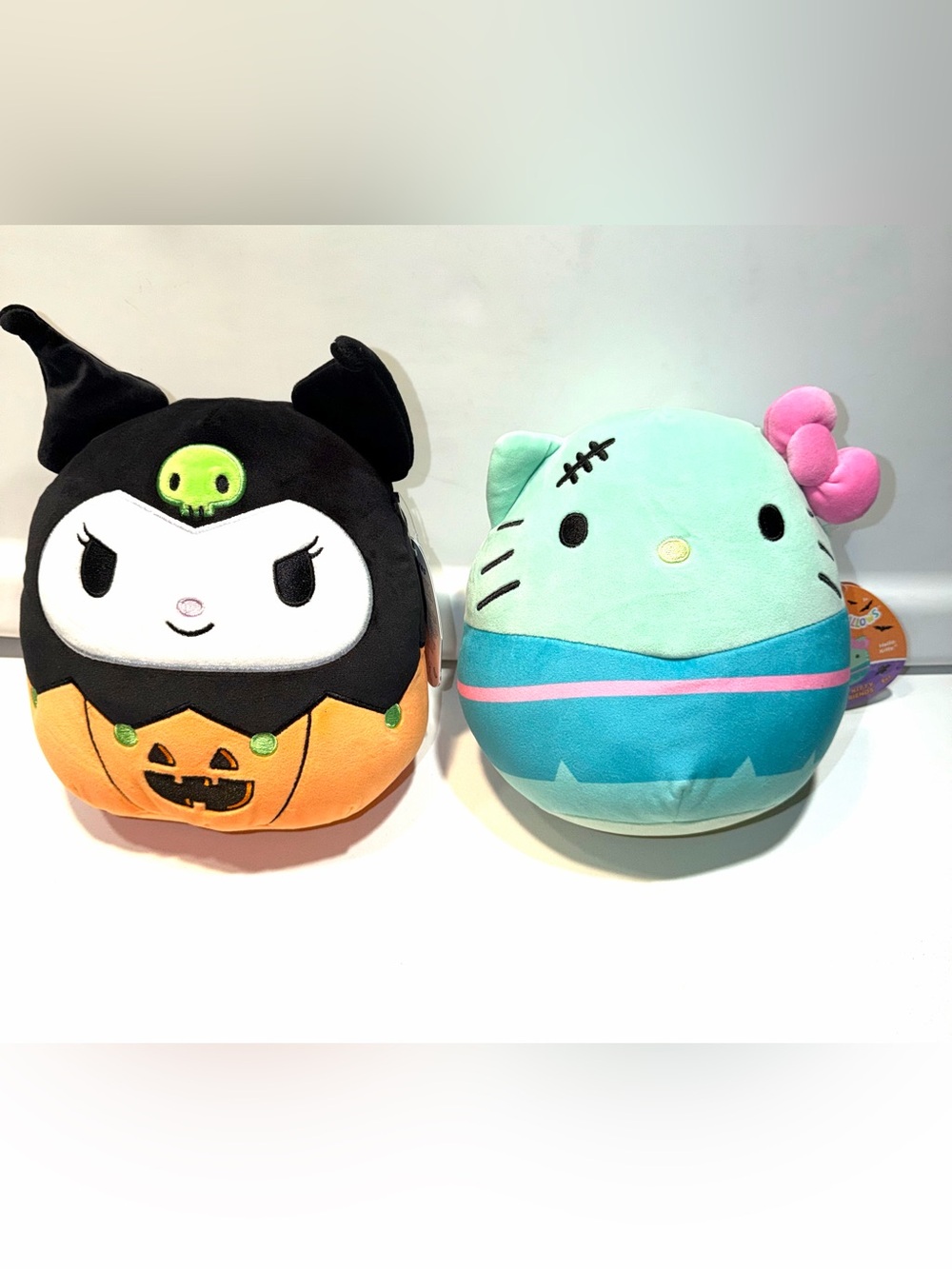 NWT Squishmallows Bundle of 2 Halloween Hello Kitty  Franken Kuromi Pumpkin 8”